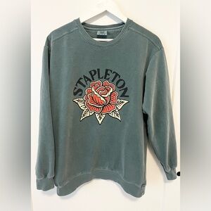 Chris Stapleton Rose Sweatshirt Sage Green Comfort Colors Size Medium